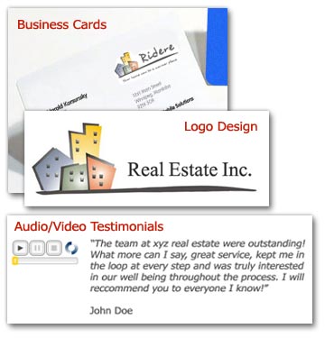 Real Estate Business logos, Letterhead, audio and video testimonials