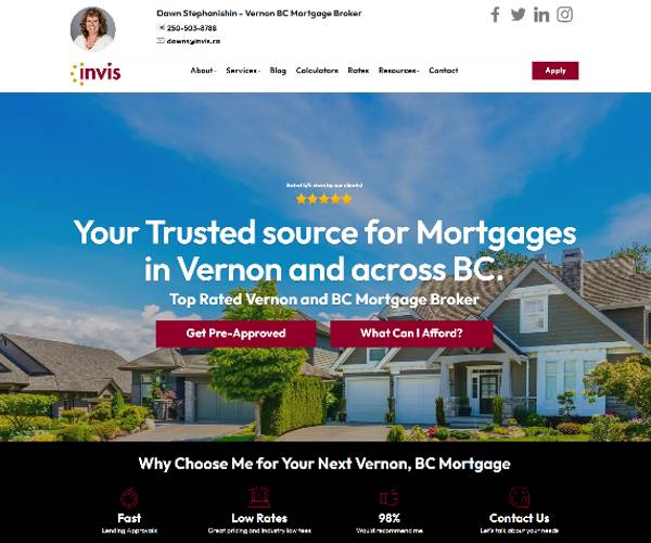 New Google Rankings (SEO) Mortgage Client  - Dawn Stephanishin -  Vernon B.C. Broker