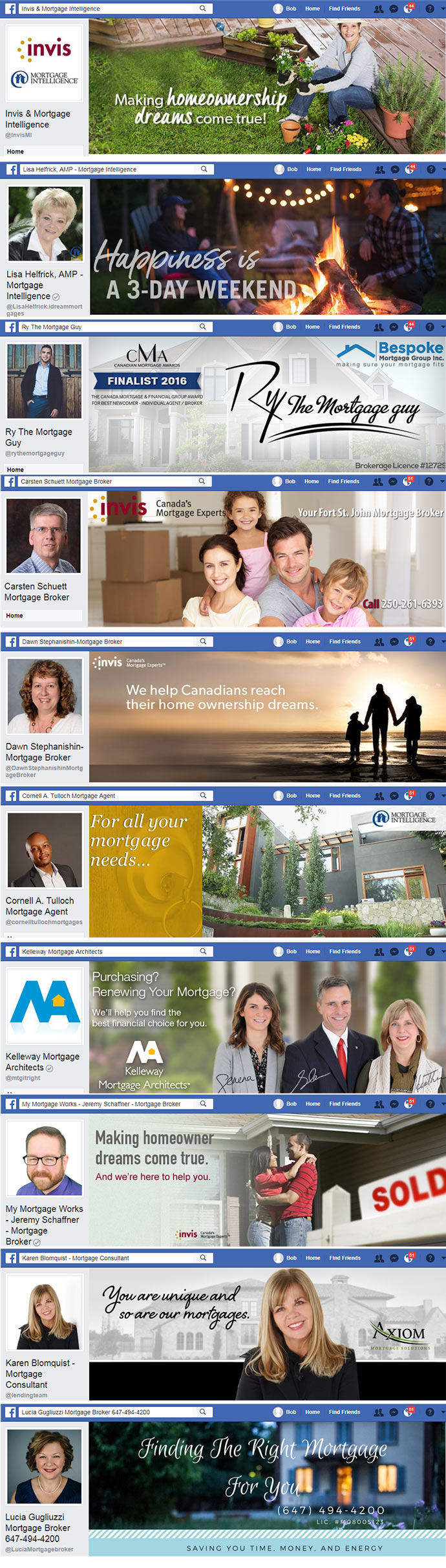Facebook cover images for Mortgage Brokers