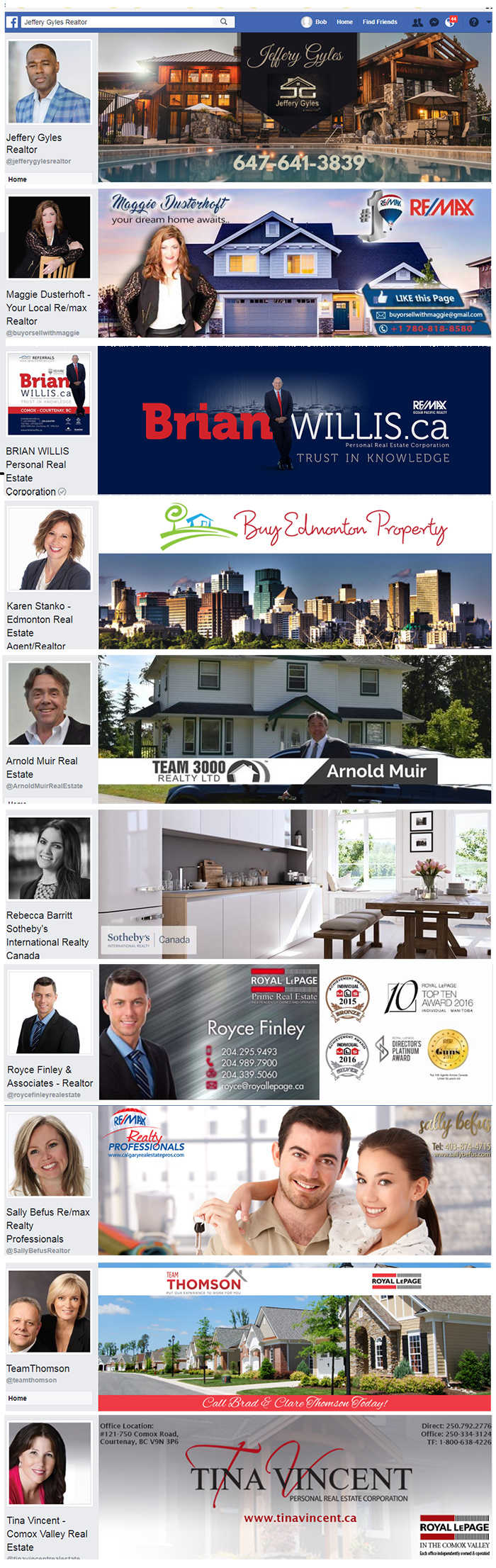 Facebook cover examples for Canadian Real Estate Agents