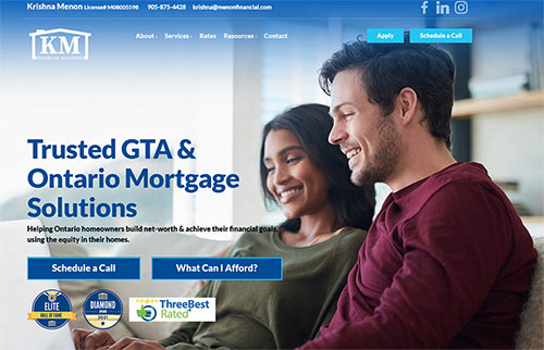 New Google Rankings (SEO) Mortgage Client - Krishna Menon - Milton Mortgage Broker