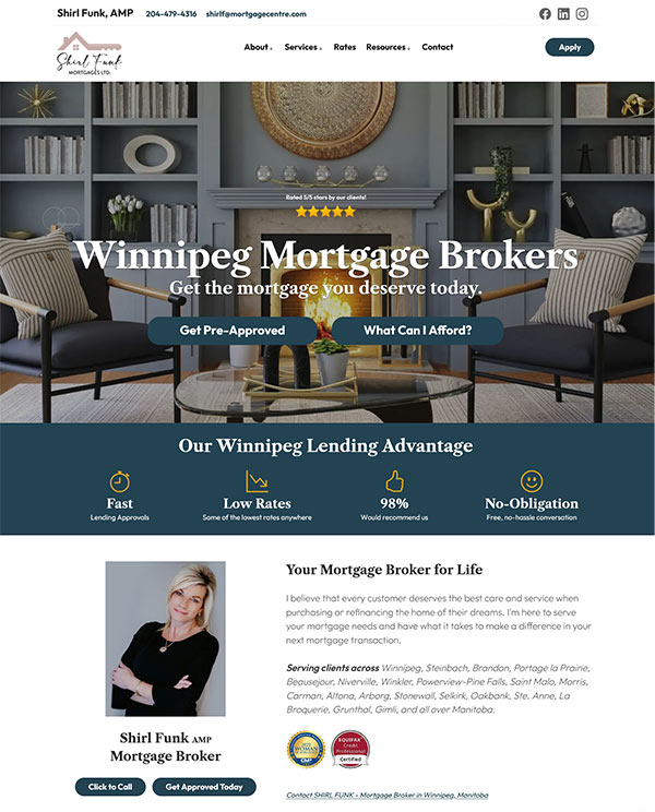 New Google Rankings (SEO) Mortgage Client - Shirl Funk - Winnipeg Mortgage Broker