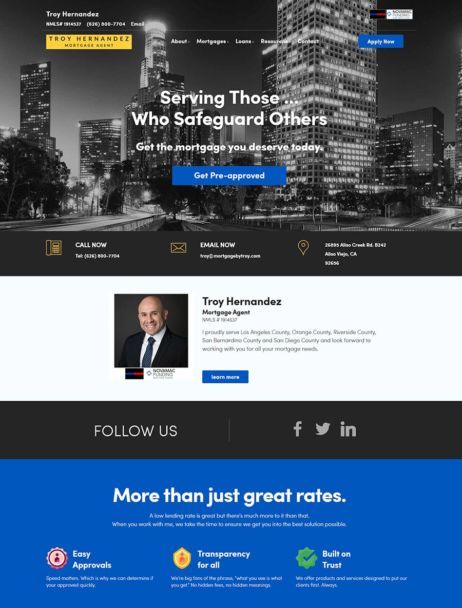 Troy Hernandez - Mortgage Loan Officer Website design