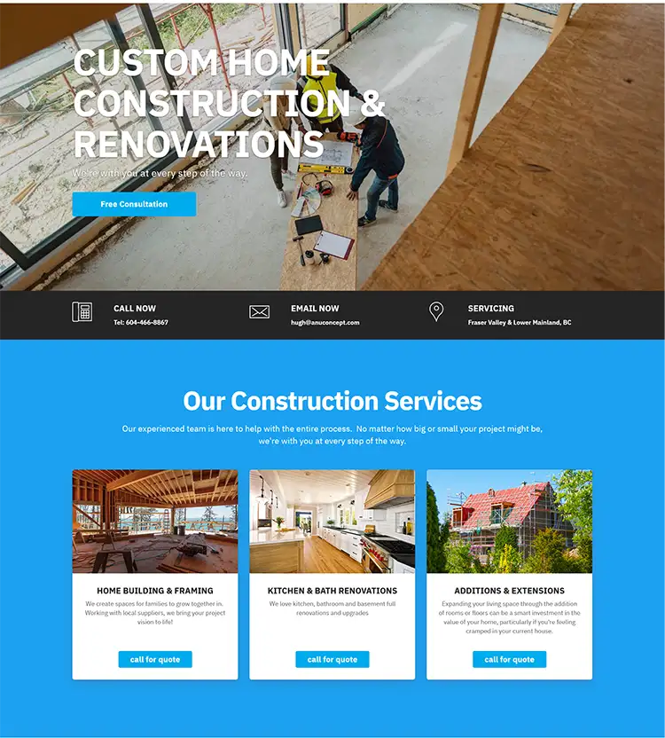 Roar Solutions Construction Website Design and Marketing