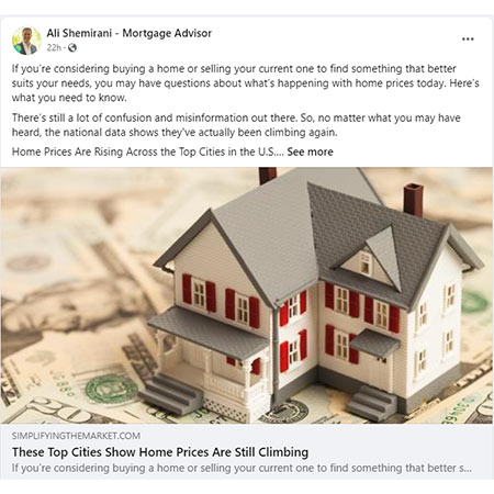 Managed Facebook and Instagram Posts for Mortgage Professionals in Canada and the United States