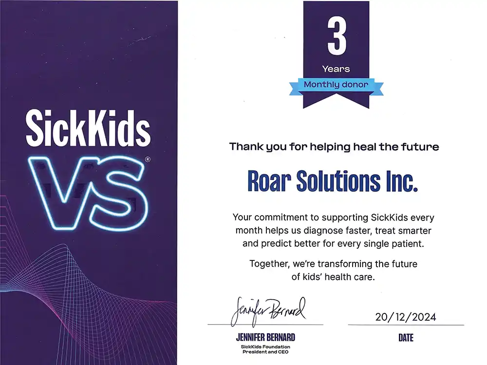Proud to Support Sick Kids Hospital